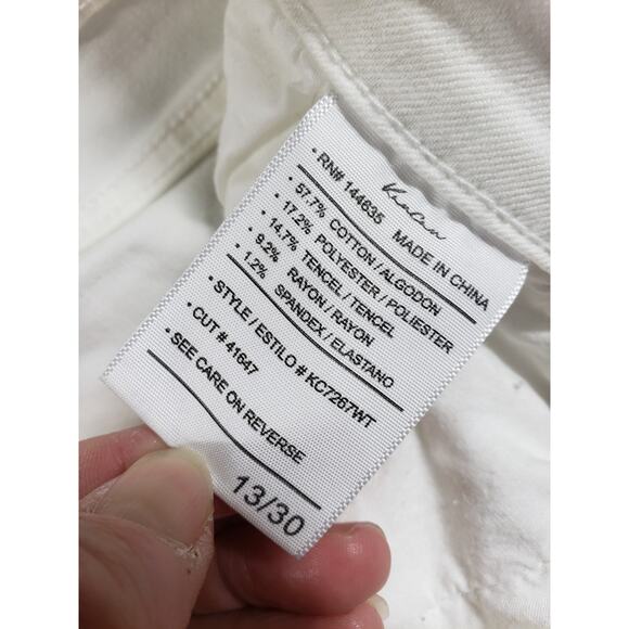 Kan Can Jeans Size 13 Womens White Stretch Fray Hem Pants Mid Rise Ladies Ankle - Picture 4 of 13